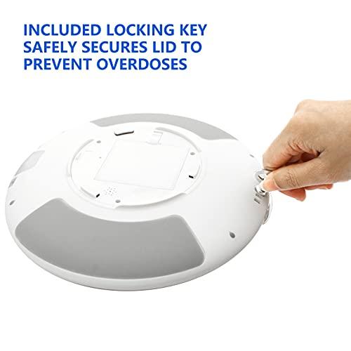 EziLife EZILIFE Automatic Pill Dispenser with Flashing Light, Sound, Alarm and Safety Lock, 28-Day Electronic Medication Organizer Dispense Vitamins and Tablets Up 6 Times/Day Easy Read Display (Frosted)