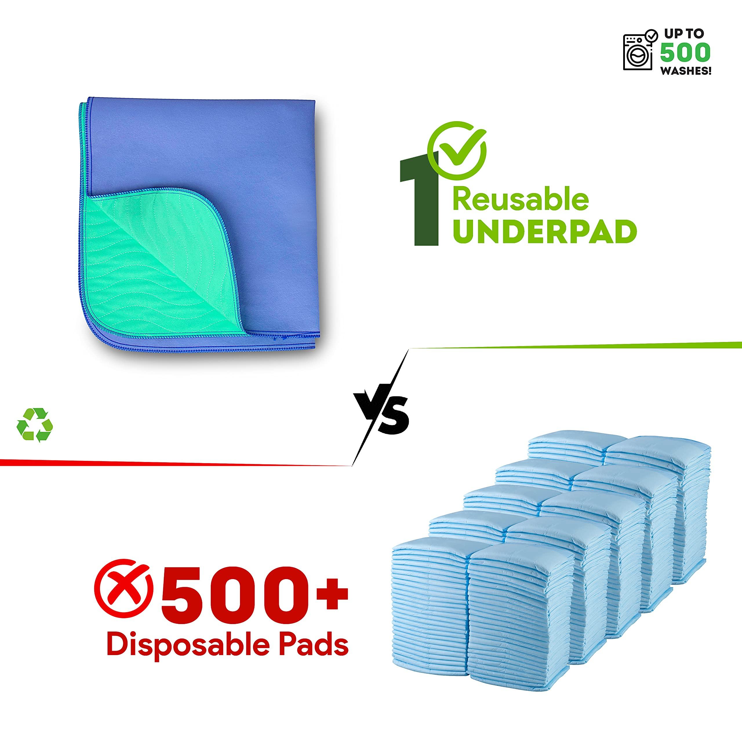 IMPROVIA IMPROVIA® Washable Underpads, 34" x 36" (Pack of 6) - Heavy Absorbency Reusable Incontinence Pads for Kids, Adults, Elderly, and Pets - Waterproof Protective Pad for Bed, Couch, Sofa, Furniture, Floor