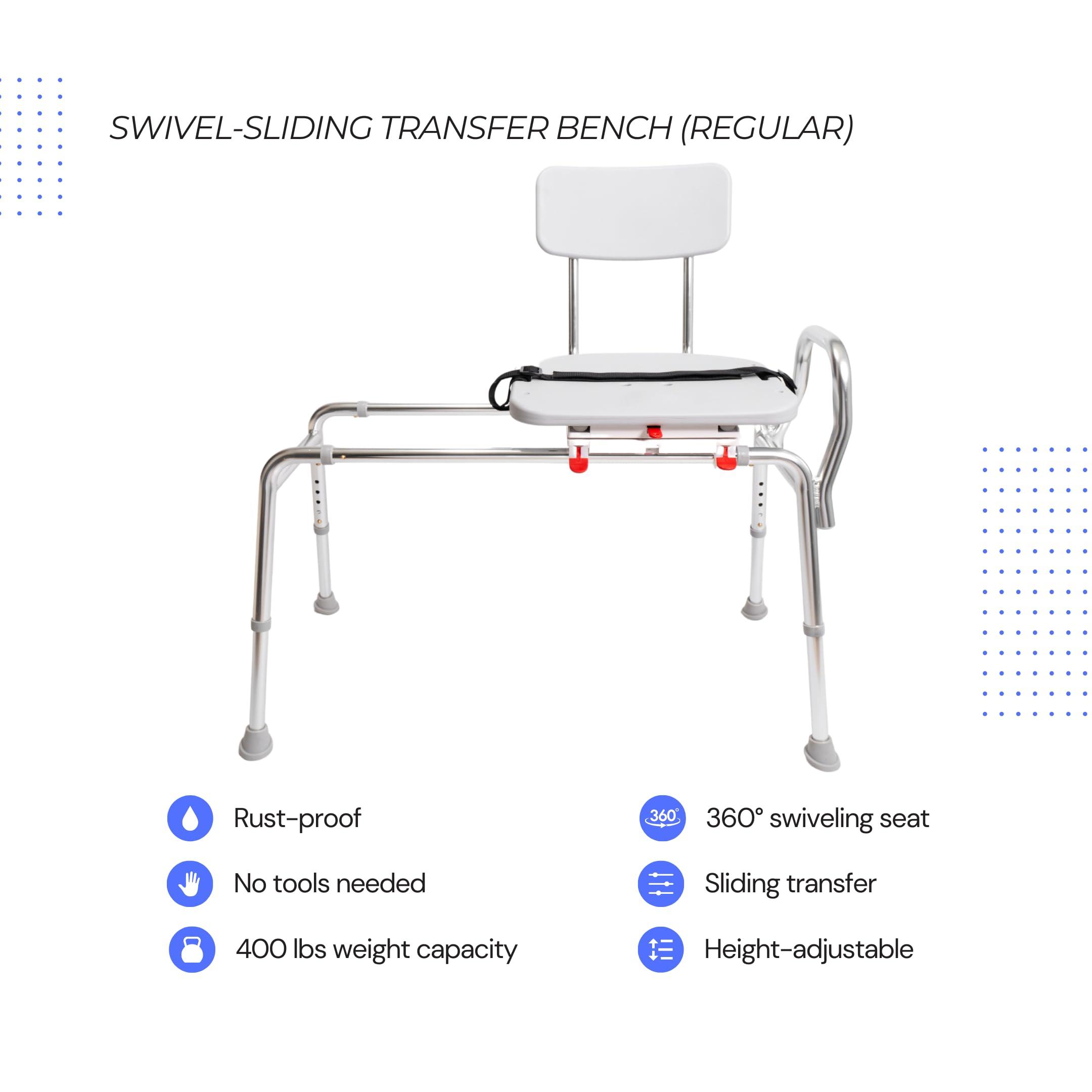 Eagle Health Supplies Eagle Health Supplies Swivel Sliding Shower Chair & Tub Transfer Bench, Weight Capacity 400 LBs, for Safety Shower, for Elderly & Disabled (77662)