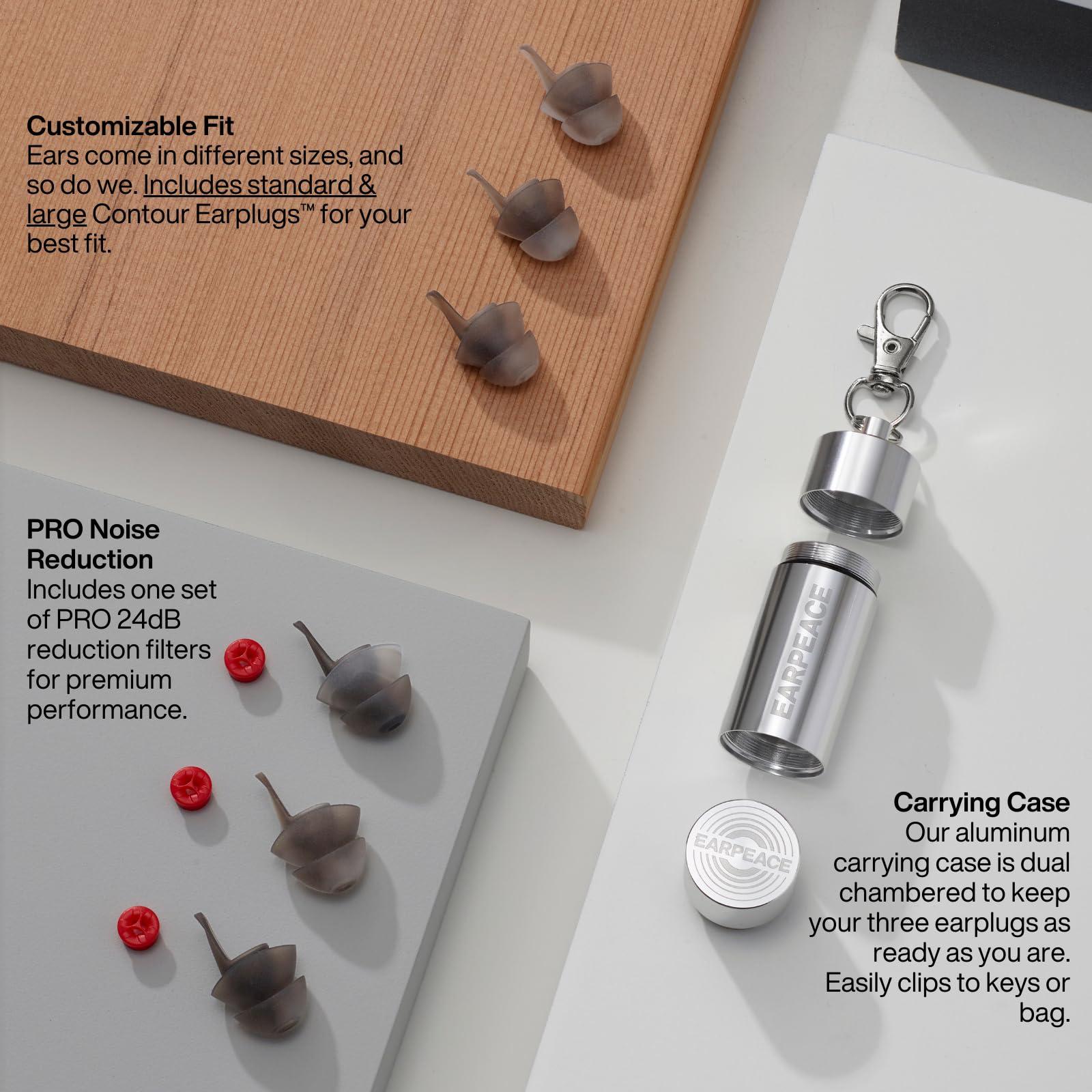 EarPeace EARPEACE Moto PRO - Motorcycle Ear Plugs - Reusable Earplugs for Wind Noise Protection with High Fidelity Filter - Noise Canceling up to 24dB - Motorcycle Accessories - Includes Filter Set and Case