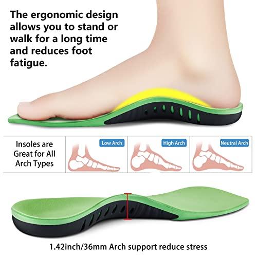 DONQE Arch Support Insoles (220+lbs) Plantar Fasciitis relief Insoles for Flat Feet, Work Boot Insoles, Memory Foam Shoe Inserts for Running and Hiking, Gel Orthotic Insoles for Men & Women