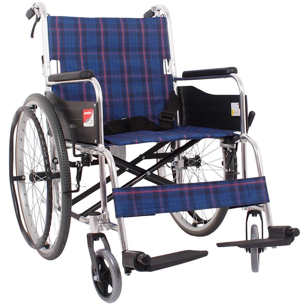 YUSIWOAL Light Transport Folding Lightweight Transport Mobile Wheelchair Portable Aluminum Alloy Elderly Elderly Disabled Lightweight Transport Mobile Wheelchairs with Handbrake