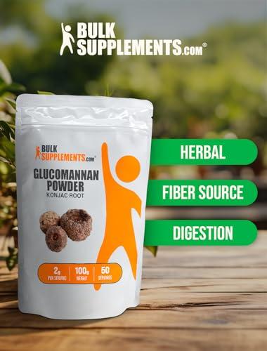 BulkSupplements BulkSupplements.com Glucomannan Powder - Konjac Root Extract Powder, Fiber Supplement Powder, Konjac Powder - Gluten Free, 2g per Serving, 100g (3.5 oz) (Pack of 1)
