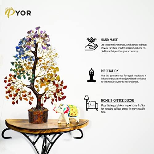 PYOR Chakra Tree, Chakra Stones, Crystal Tree, Gifts for Women, Stones and Crystals, Spiritual Decor, Crystal Pocket Angels, 7 Chakra Tree, Crystal Angel Figurines, Gem Tree, Meditation Accessories