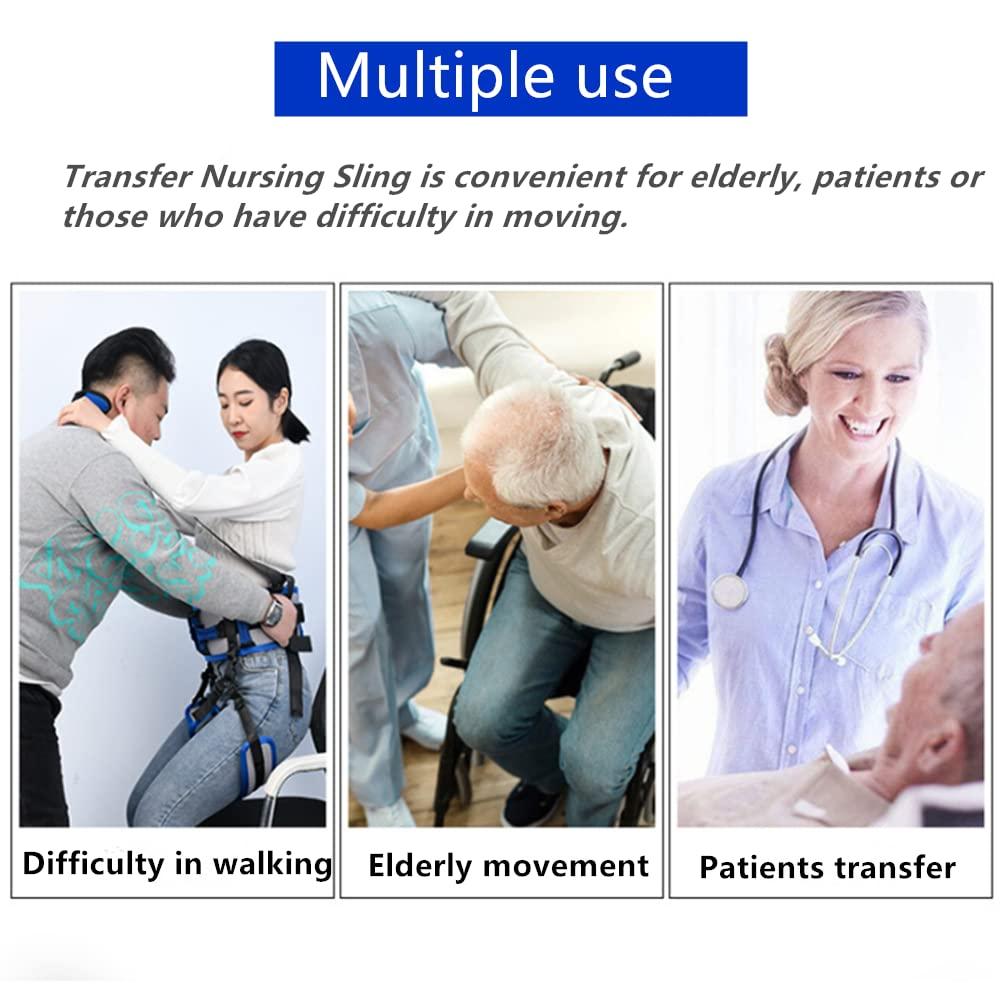 WEEOATAR WEEOATAR Medical Nursing Gait Belt, Non-Slip Transfer Nursing Sling with Handles, Mobility Standing and Lifting Aid Transfer Belts for Disabled, Elderly, Injured (Blue)
