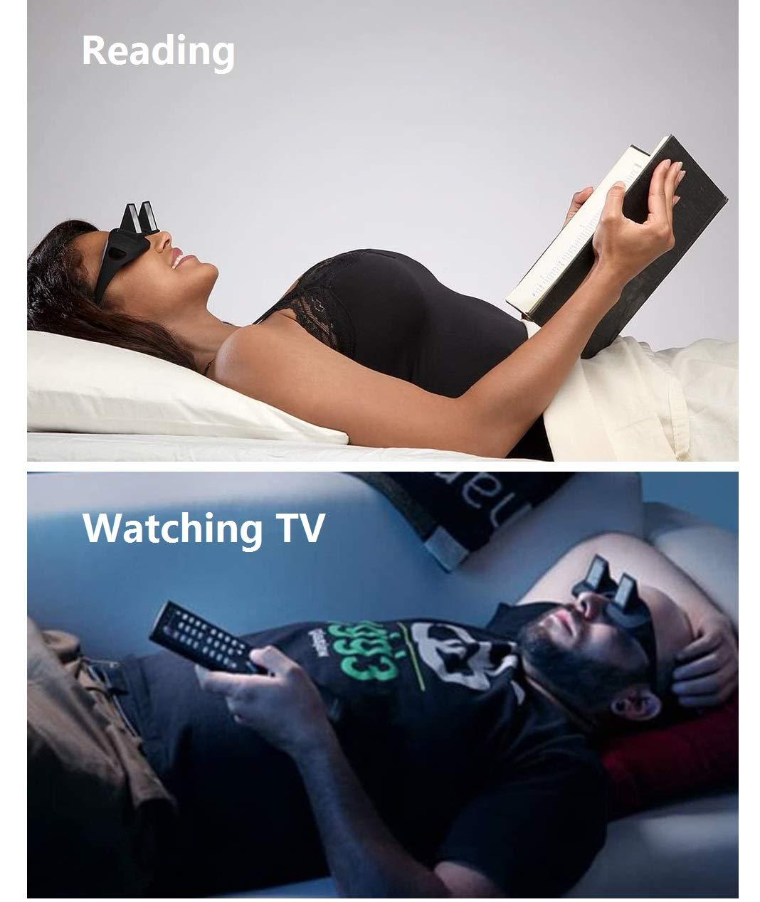 F Flammi Flammi Lazy Glasses Prism Glasses Horizontal Spectacles Lie Down for Reading/Watching TV (Plastic, Black)