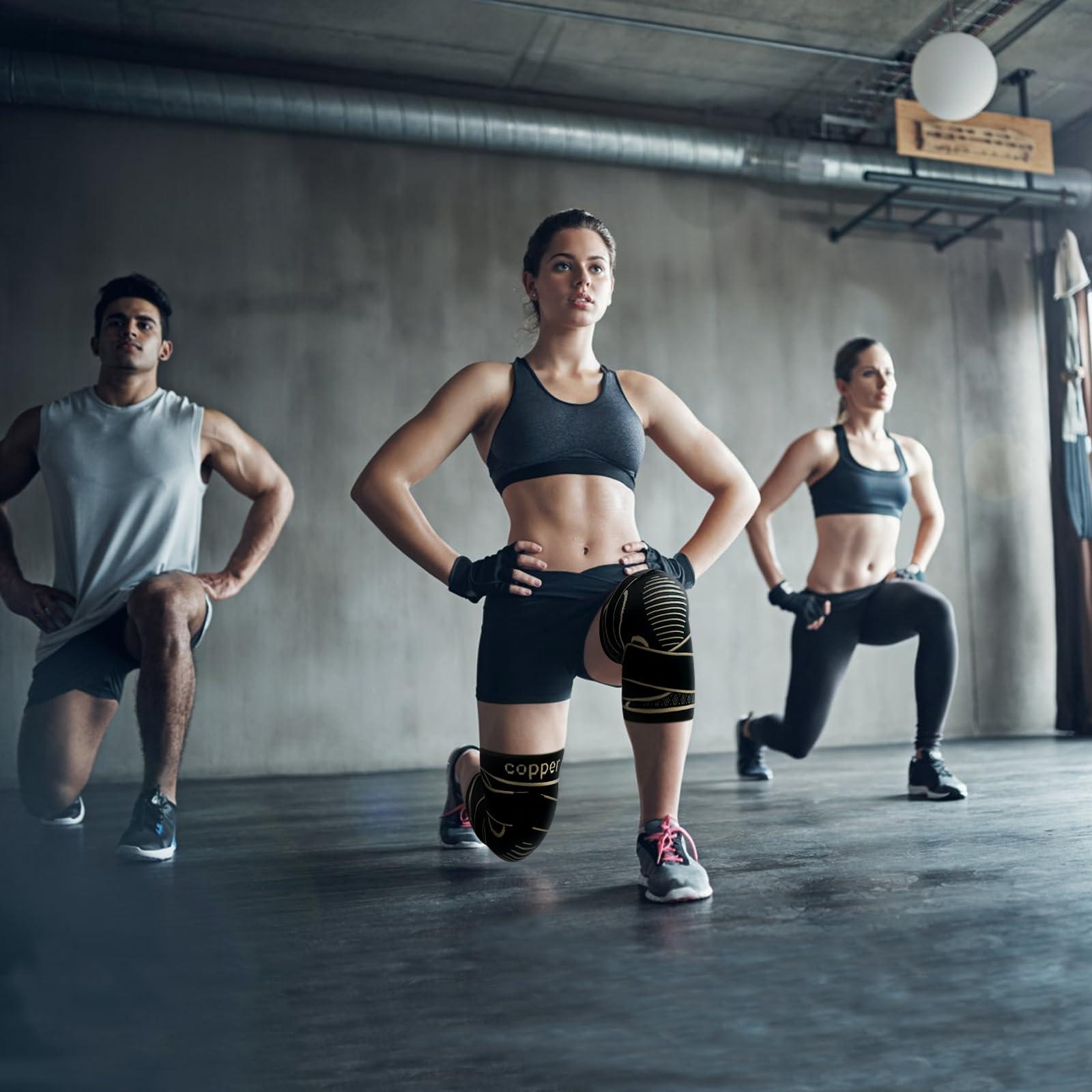 MEIDDANO Copper Knee Braces with Strap for Knee Pain Women and Men(2 Pack), Knee Compression Sleeve for Arthritis, ACL, Meniscus Tear, Joint Pain Relief, Knee Support for Working, Running, Weightlifting(S)