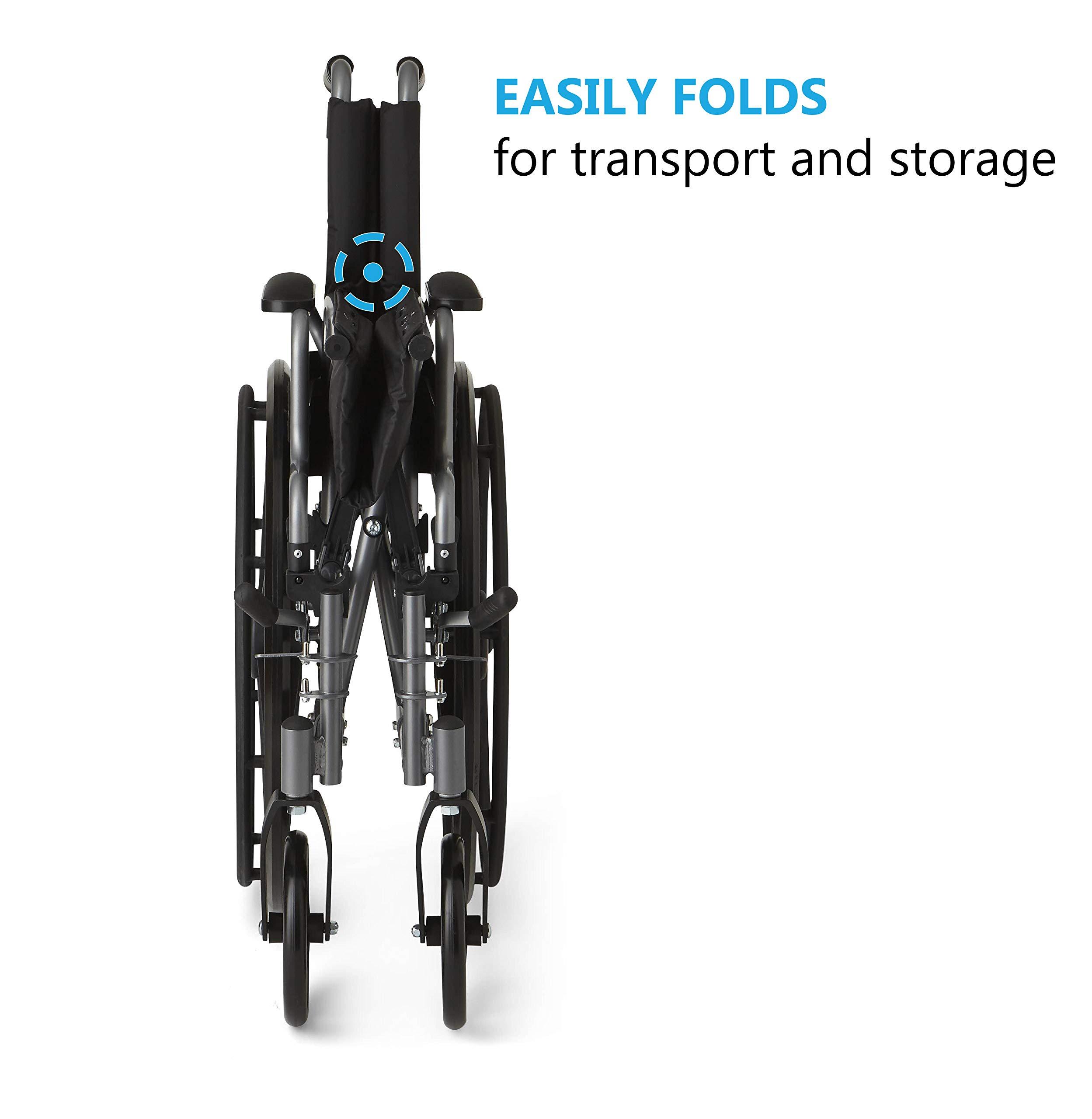 Medline Medline K4 Basic Lightweight Wheelchair with 16\" Wide Seat, Desk-Length Arms, and Elevating Leg Rests, 300 lb. Weight Capacity - Durable, Portable, and Comfortable Mobility Aid