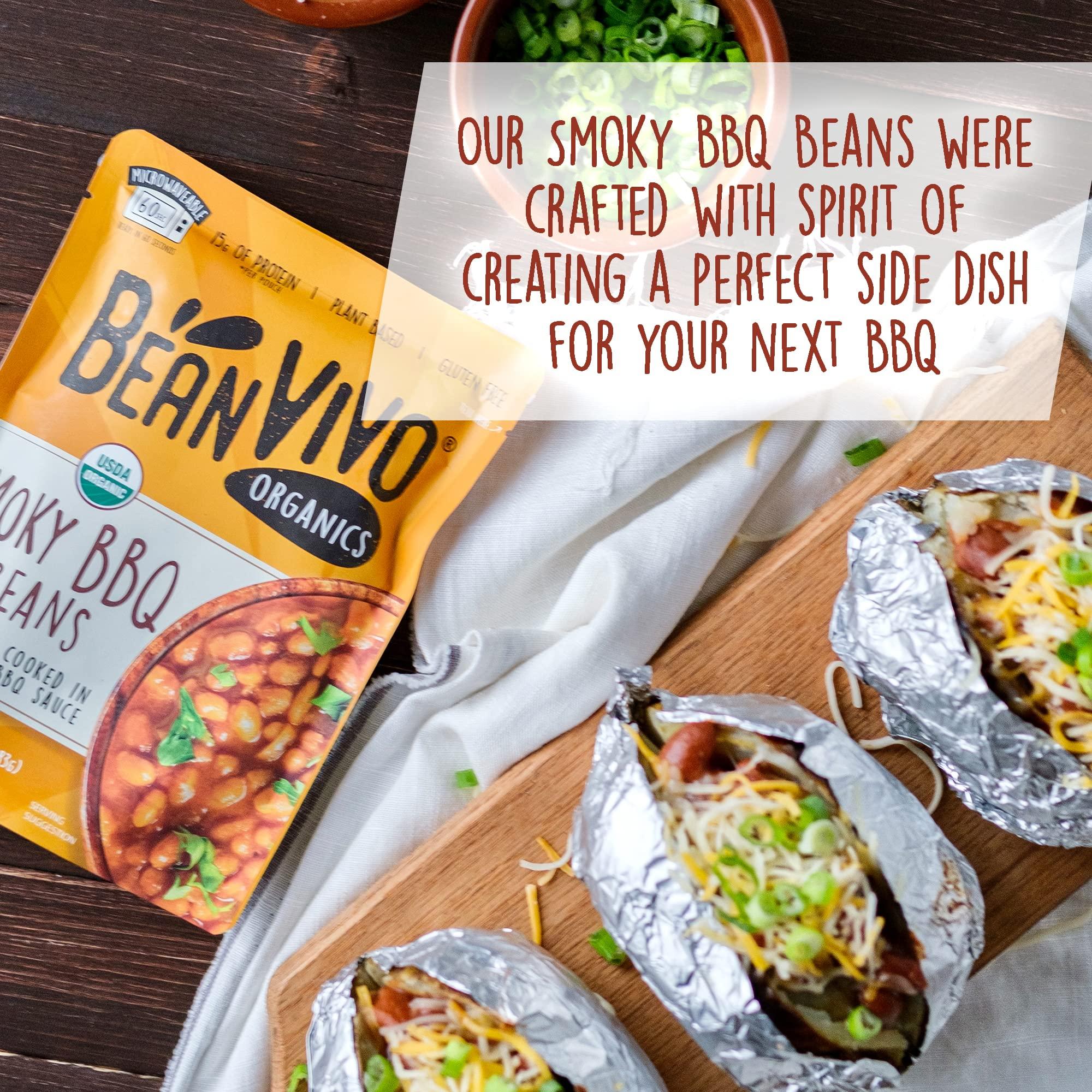 BeanVivo BeanVIVO (Pack of 6) Organics Plant based Protein BBQ Pinto Beans - Good Source of Fiber - Nutritious & Microwave Meals - Gluten-Free Plant Food - 10 oz