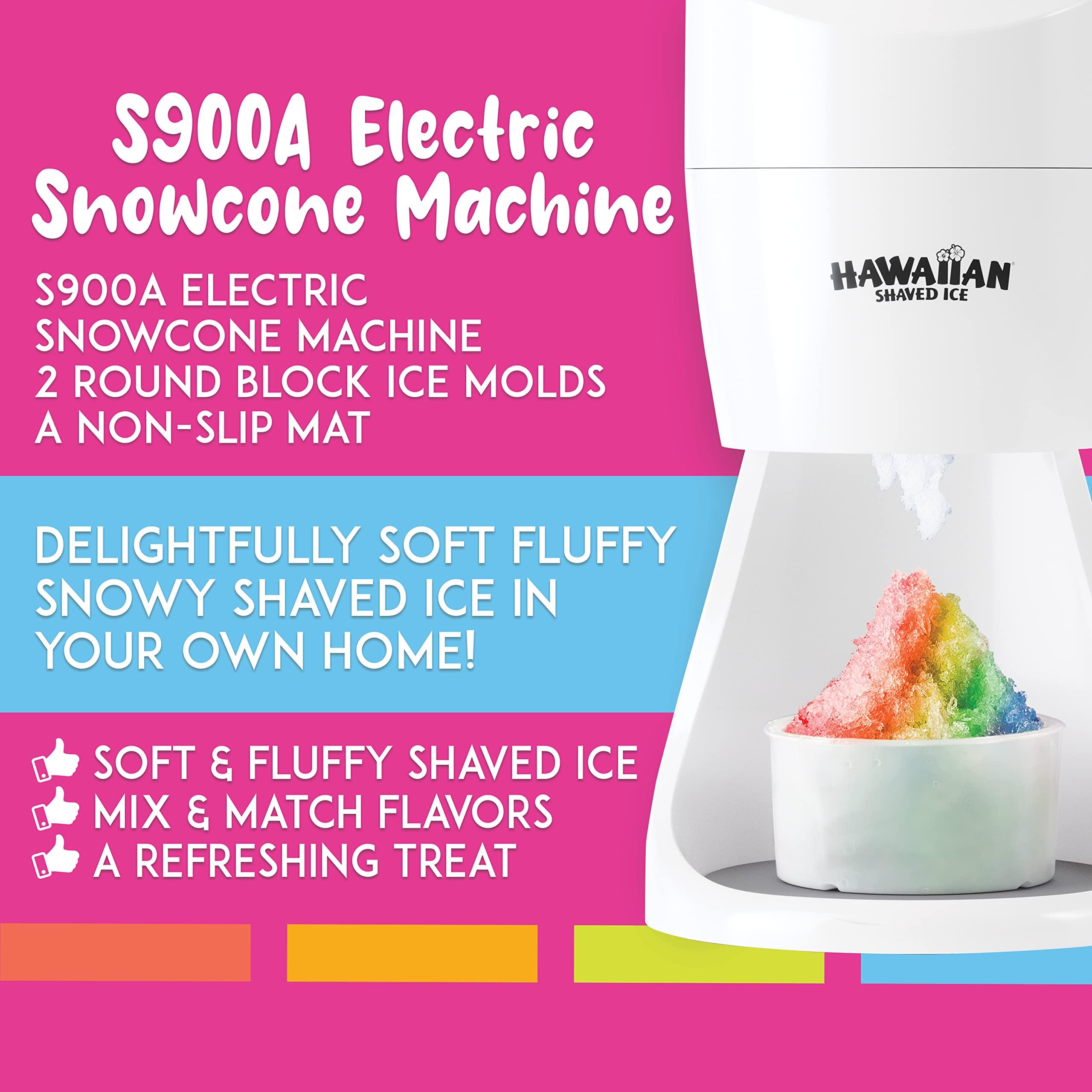 Hawaiian Shaved Ice Hawaiian Shaved Ice S900A Shaved Ice Machine with 6 Flavor Snow Cone Syrup Kit, Also Includes Paper Cups, Spoon Straws, and Bottle Pourers for Easy Dispensing