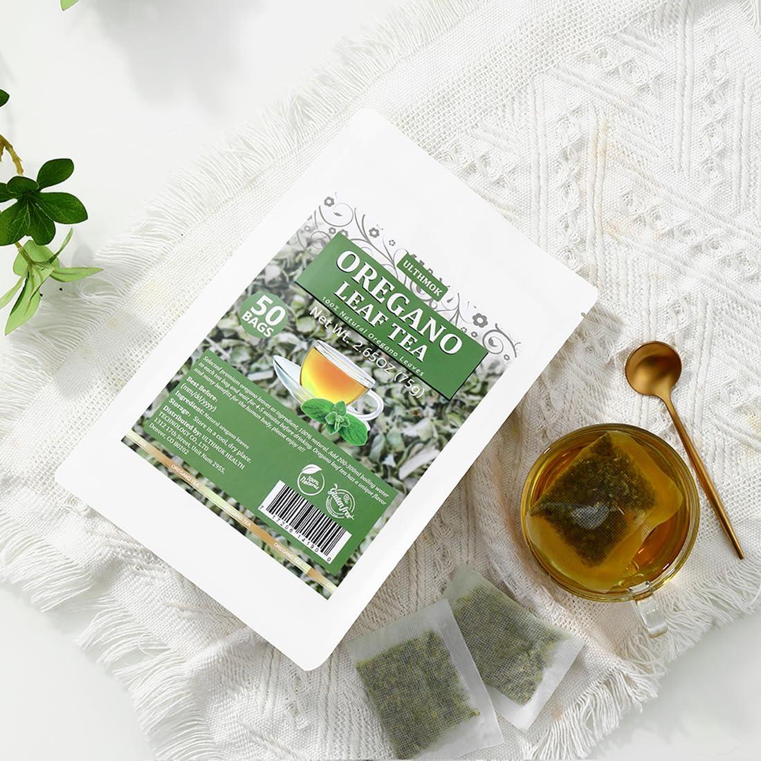 ULTHMOK Premium 50 Oregano Tea Bags, Made with 100% Natural Oregano Leaves, No Additives & Caffeine Free.