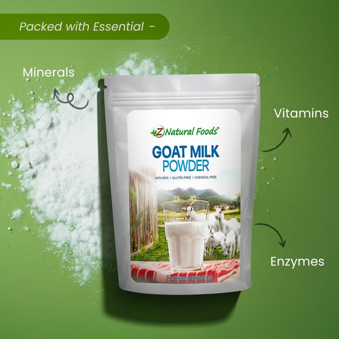 Z Natural Foods Z Natural Foods Goat Milk Powder - Pure Netherlands Full Cream Milk, Powdered Goat Milk, Highly Nutritious, Easy Digestion - Whole Goats Milk for Adults for Smoothies, Cooking, Baking, 5 lbs