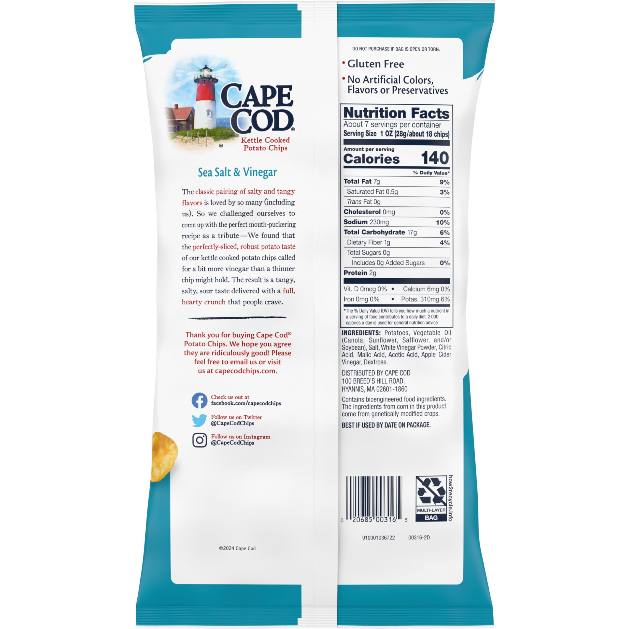 Cape Cod Cape Cod Potato Chips Sea Salt and Vinegar Kettle Chips, 7.5 Oz