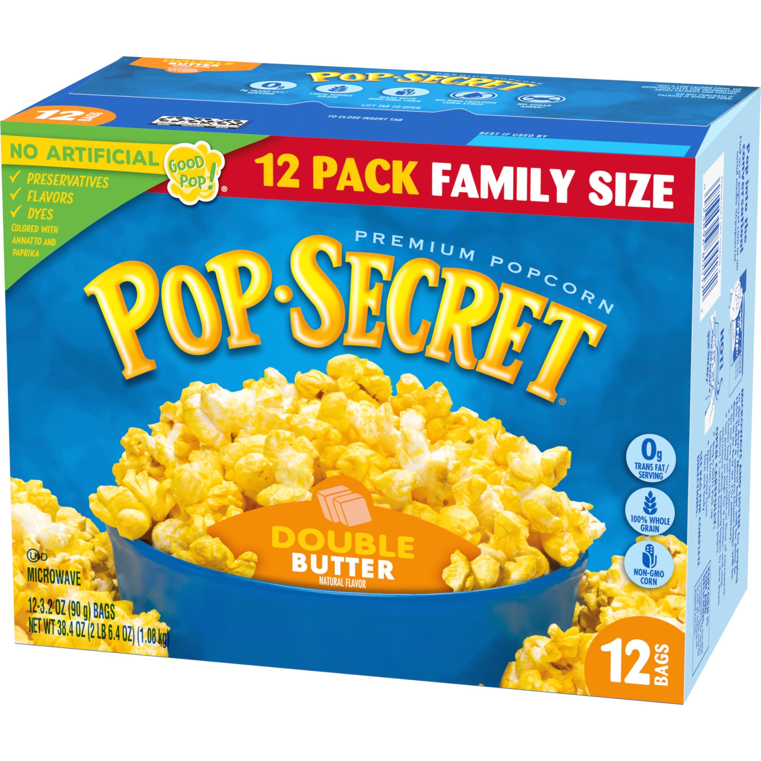 Pop Secret Pop Secret Popcorn, Double Butter Microwave Popcorn, 3.2 Oz Sharing Bags, 12 Ct