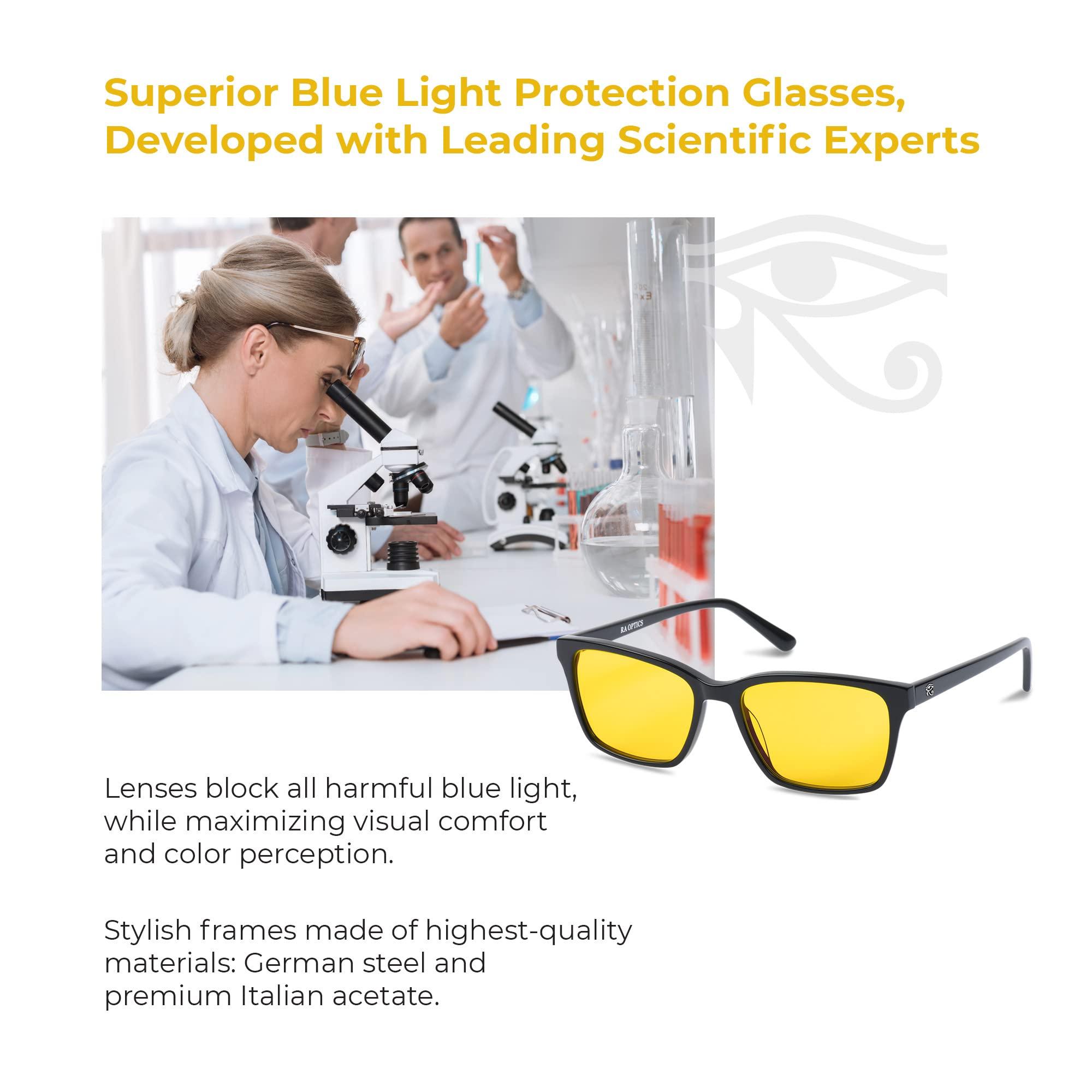 Ra Optics Ra Optics Maxwell Frame with Daylight Lenses - Premium, Science-Based Blue Light Glasses for Screens - Prevent Eyestrain, Headaches, and Fatigue - Supercharge Energy Levels, Focus, and Productivity