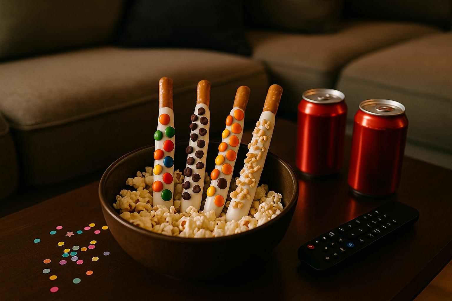 The Brittle Box Candy Co White Chocolate Covered Pretzel Rods Individually Wrapped 20 Piece Assorted Toppings