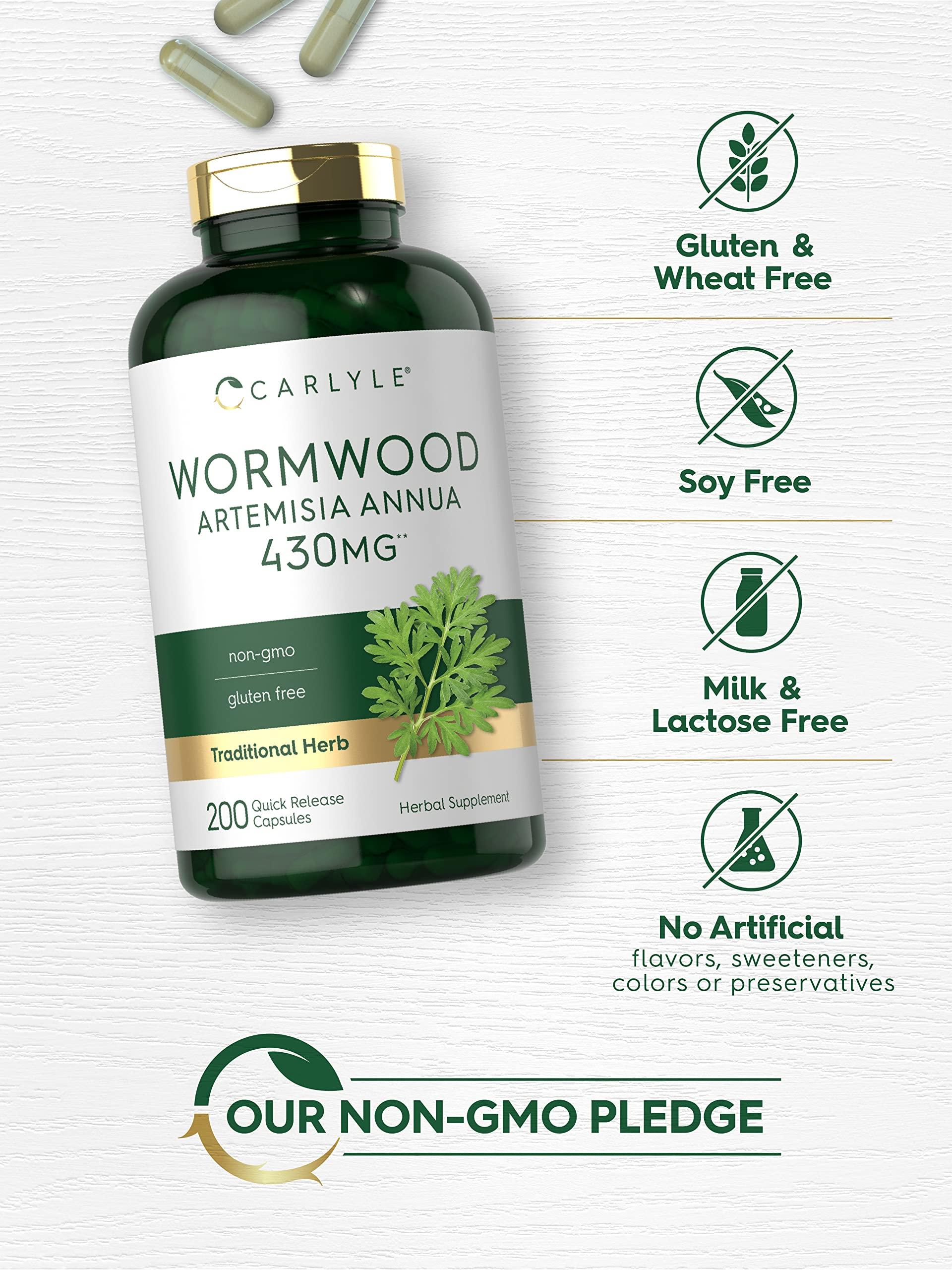 Carlyle Carlyle Wormwood Capsules 430mg | Artemisia Annua Herb | 200 Count | Non-GMO & Gluten Free Supplement