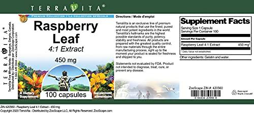 TerraVita Raspberry Leaf 4:1 Extract - 450 mg (100 Capsules, ZIN: 420560) - 2 Pack