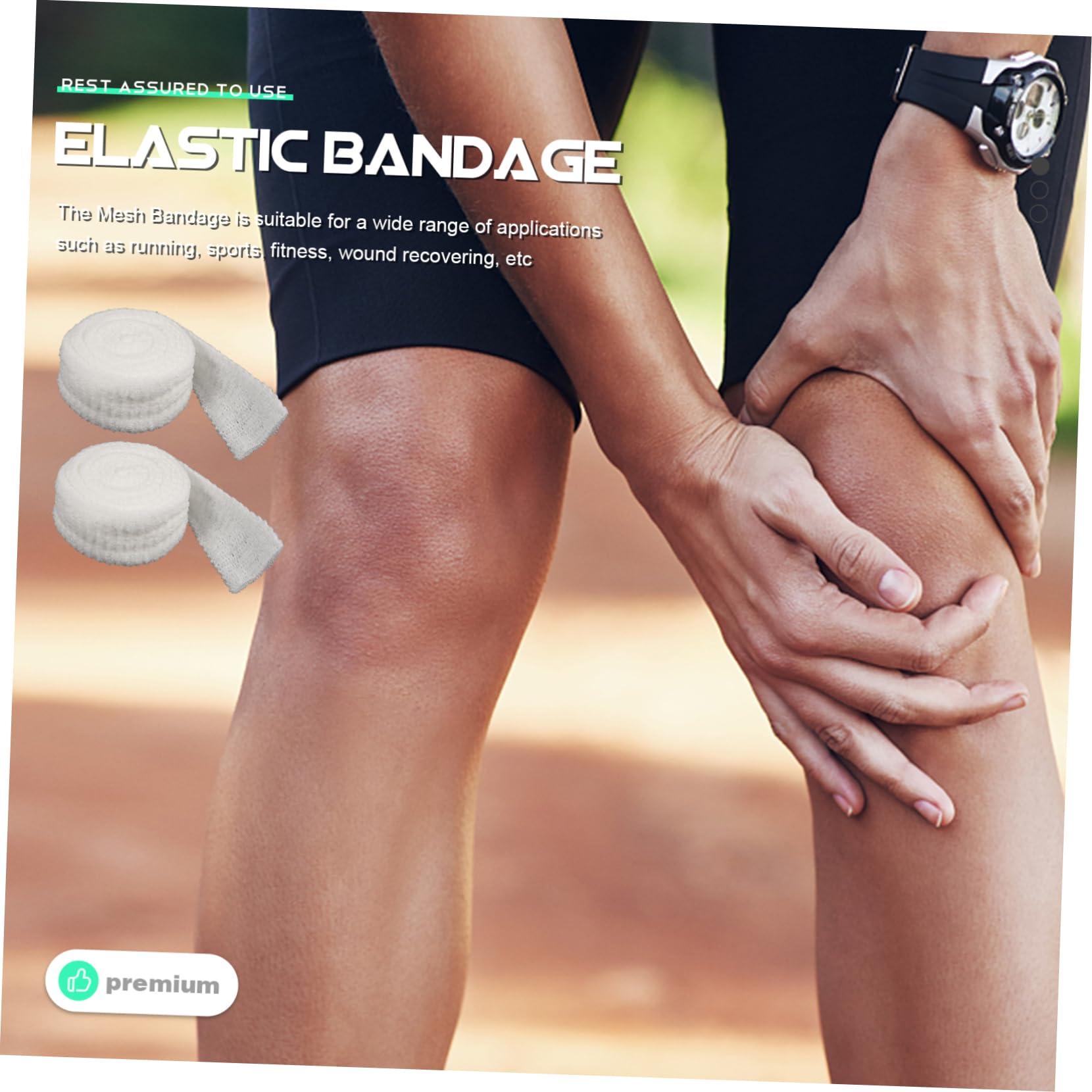 GLEAVI GLEAVI 2 Rolls Wrap Outdoor Tape Mesh Tape Athletic Tape Tubular Sports Tape Tape Sport Tape High Polyester Soft Protector White