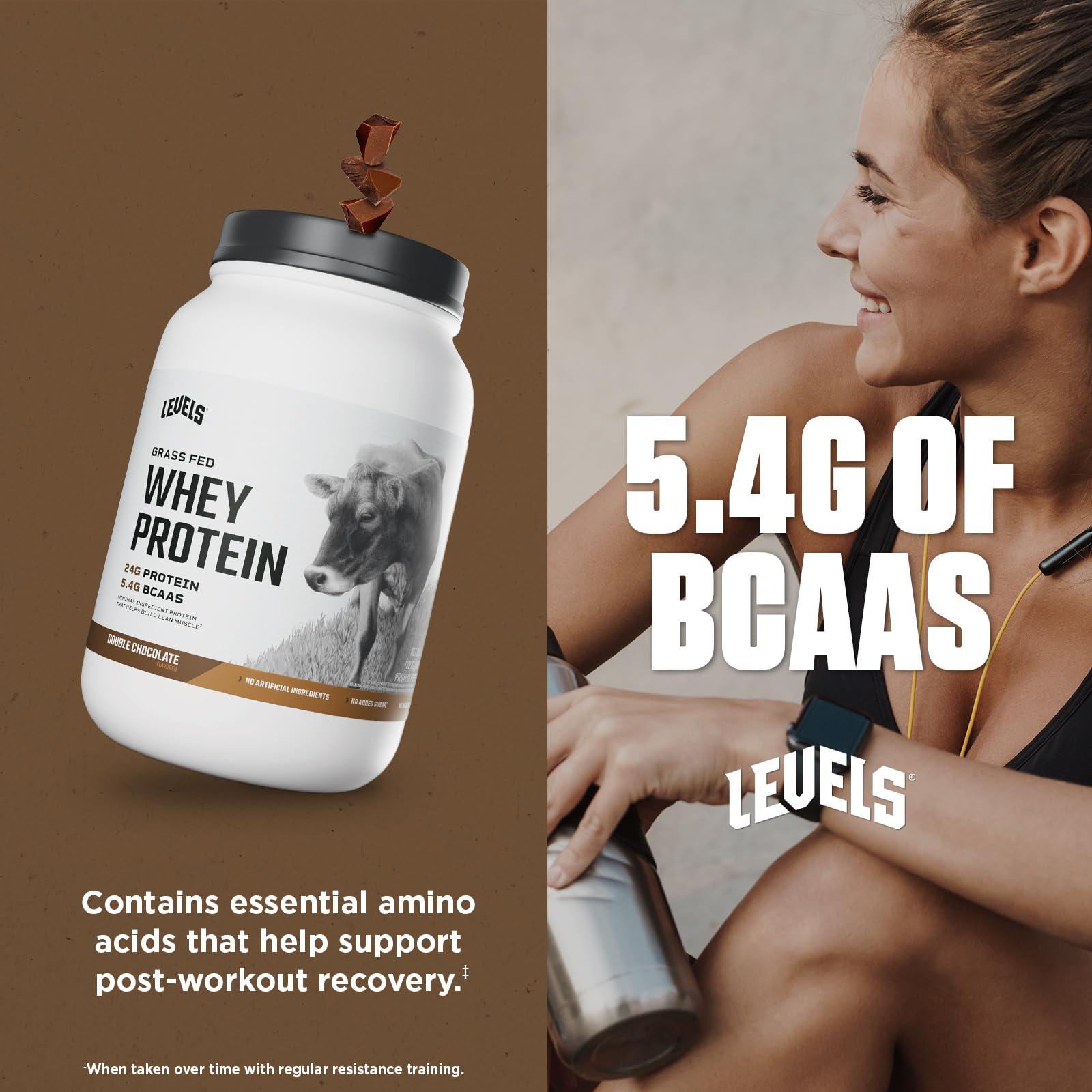 Levels Nutrition Levels Grass Fed Whey Protein, No Artificials, 24G of Protein, Double Chocolate, 2LB