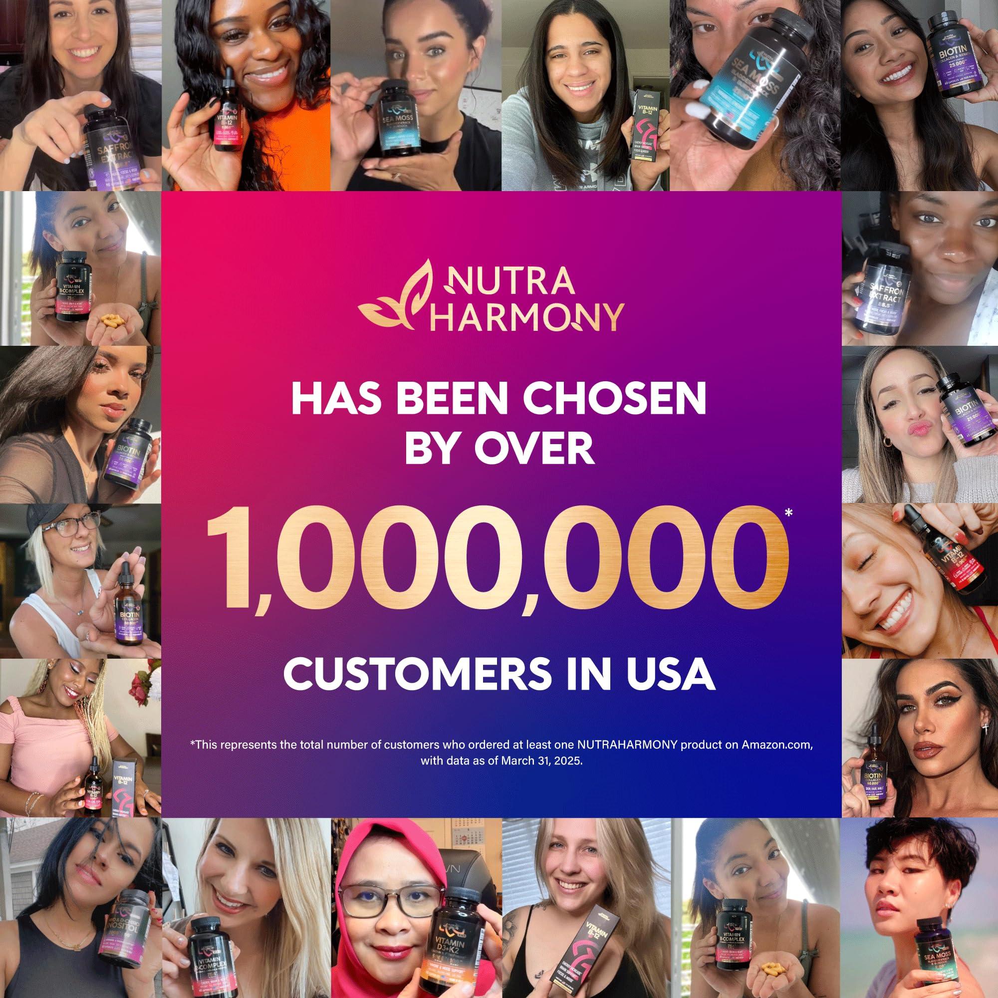 NUTRAHARMONY USDA Organic Vitamin B-Complex Liquid Spray 8-in-1 - B5 Pantothenic Acid | B12 Methylcobalamin | B1 Thiamine | B6 Pyridoxine | B7 Biotin | B9 Folic | B3 Niacinamide - Made in USA Supplement, 2fl oz