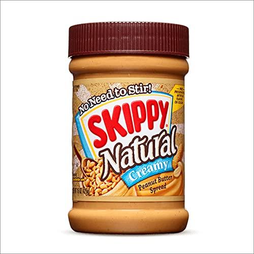 SKIPPY SKIPPY Peanut Butter, Natural Creamy, 15 Ounce (Pack of 6)