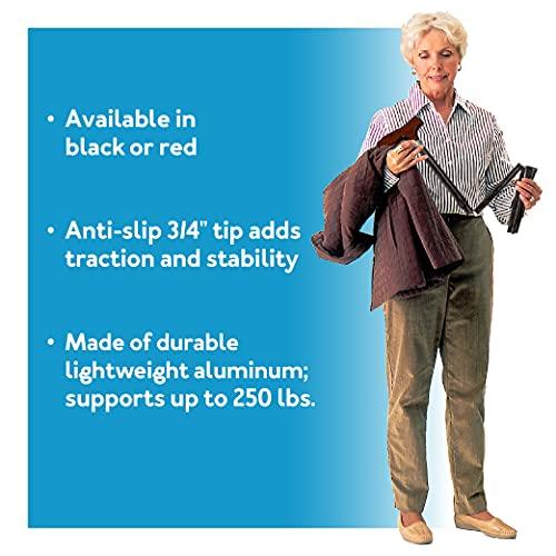 Carex Carex Folding Adjustable Handle Cane with Walnut Handle - Foldable Walking Cane for Women and Men - Adjustable Height (33" - 37"), Anti-Slip Rubber Tip