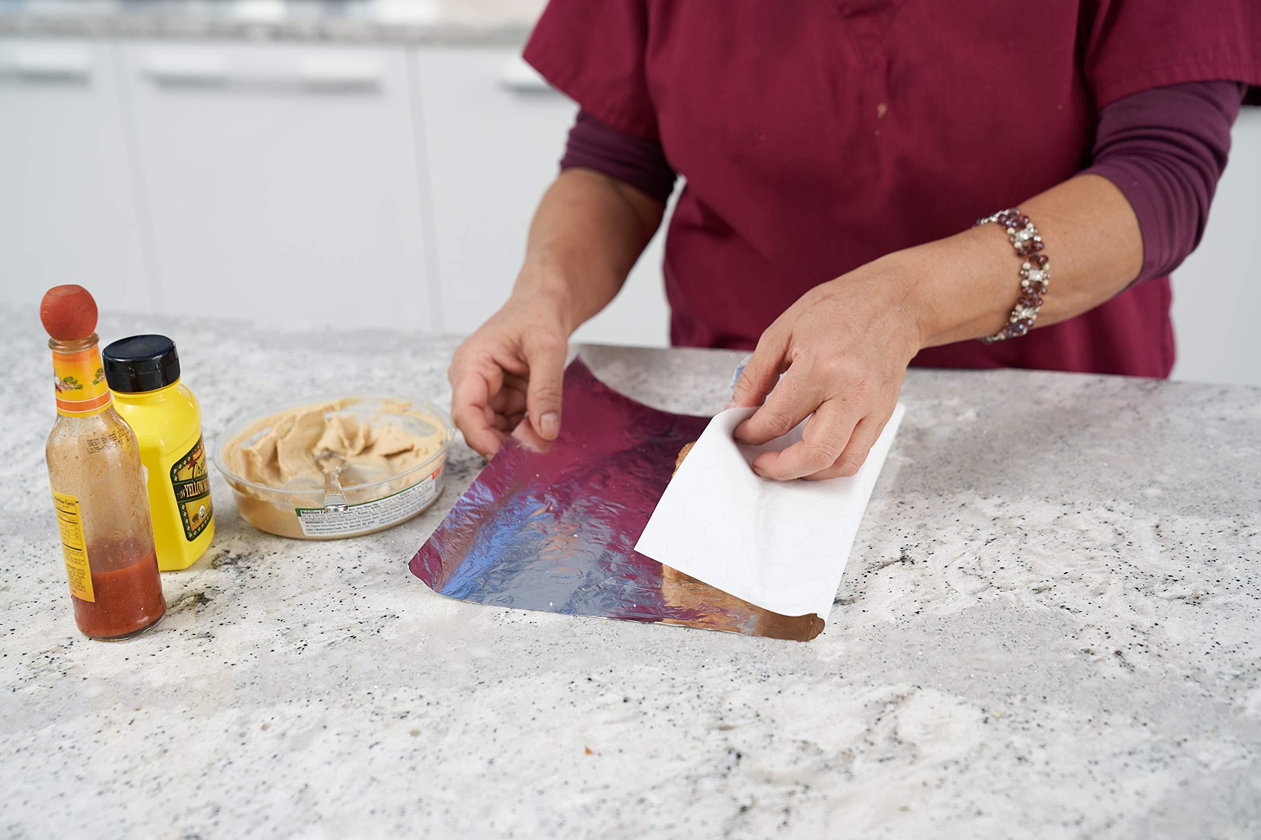 EcoQuality Pre Cut Insulated Foil Sandwich Wrap Sheets 14 x 16 inch - Cushion Foil Wrap, Silver, Aluminum Foil Wrap, Honeycomb Wrap Sheets for Sandwiches, Deli Square, Burger Wrap, to go, Restaurant, BBQ (2500)