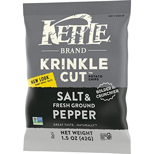 Kettle Brand Kettle Brand Potato Chips, Krinkle Cut, Salt & Fresh Ground Pepper Kettle Chips, 1.5 Oz (Pack of 24)