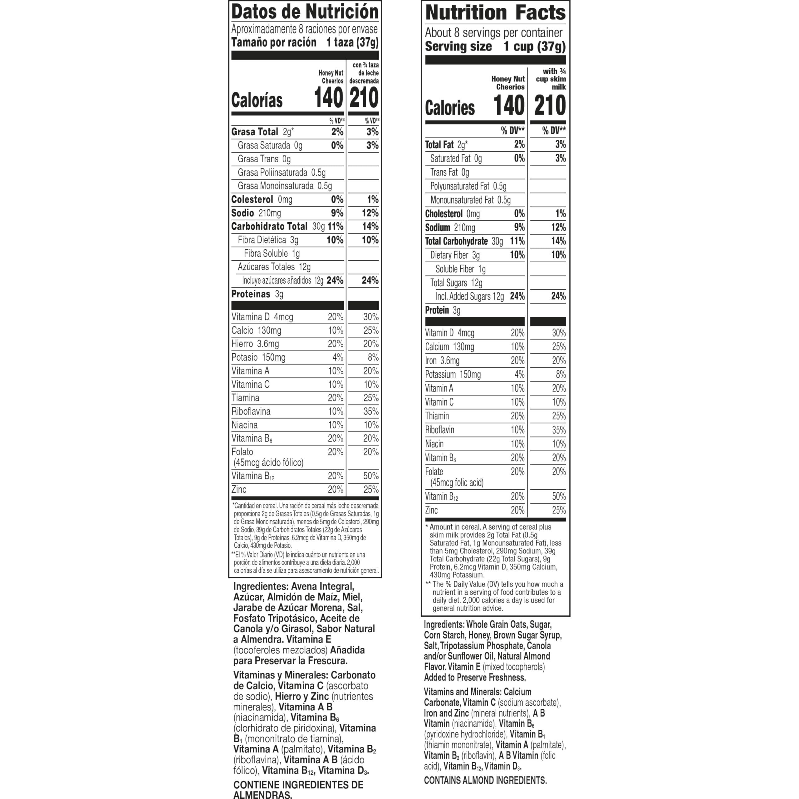 Cheerios Honey Nut Cheerios Heart Healthy Breakfast Cereal, Gluten Free Cereal With Whole Grain Oats, 10.8oz