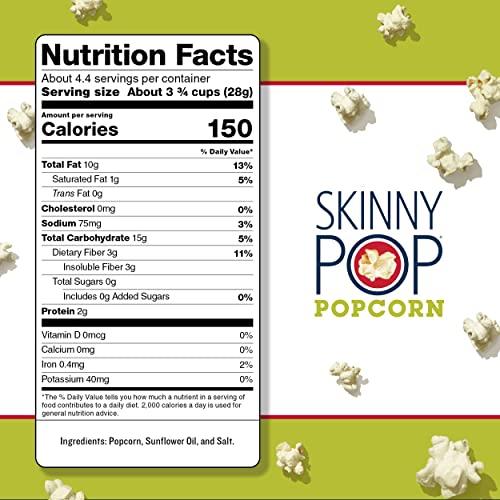 SkinnyPop SkinnyPop Original Popcorn, 4.4oz Grocery Size Bags, Skinny Pop, Healthy Popcorn Snacks, Gluten Free (Pack of 4)