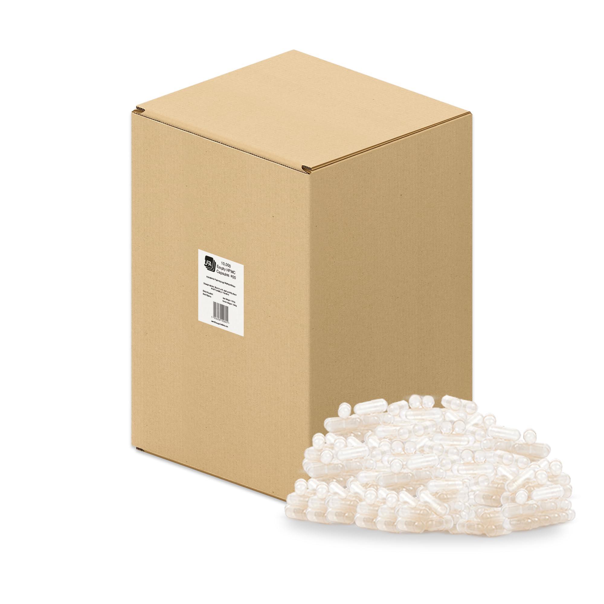 LFA Tablet Presses Empty 00 Capsules - Vegan HPMC - 10000 Count Box - Pill Capsules Empty Fits Capsule Filling Machine Tray - Joined Vegetarian Caps Easy Snap for DIY Powder Supplement Pills - Halal & Kosher