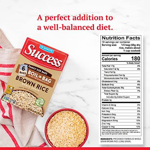Success Success Boil-in-Bag Rice, Brown Rice, Quick and Easy Rice Meals, 32-Ounce Box