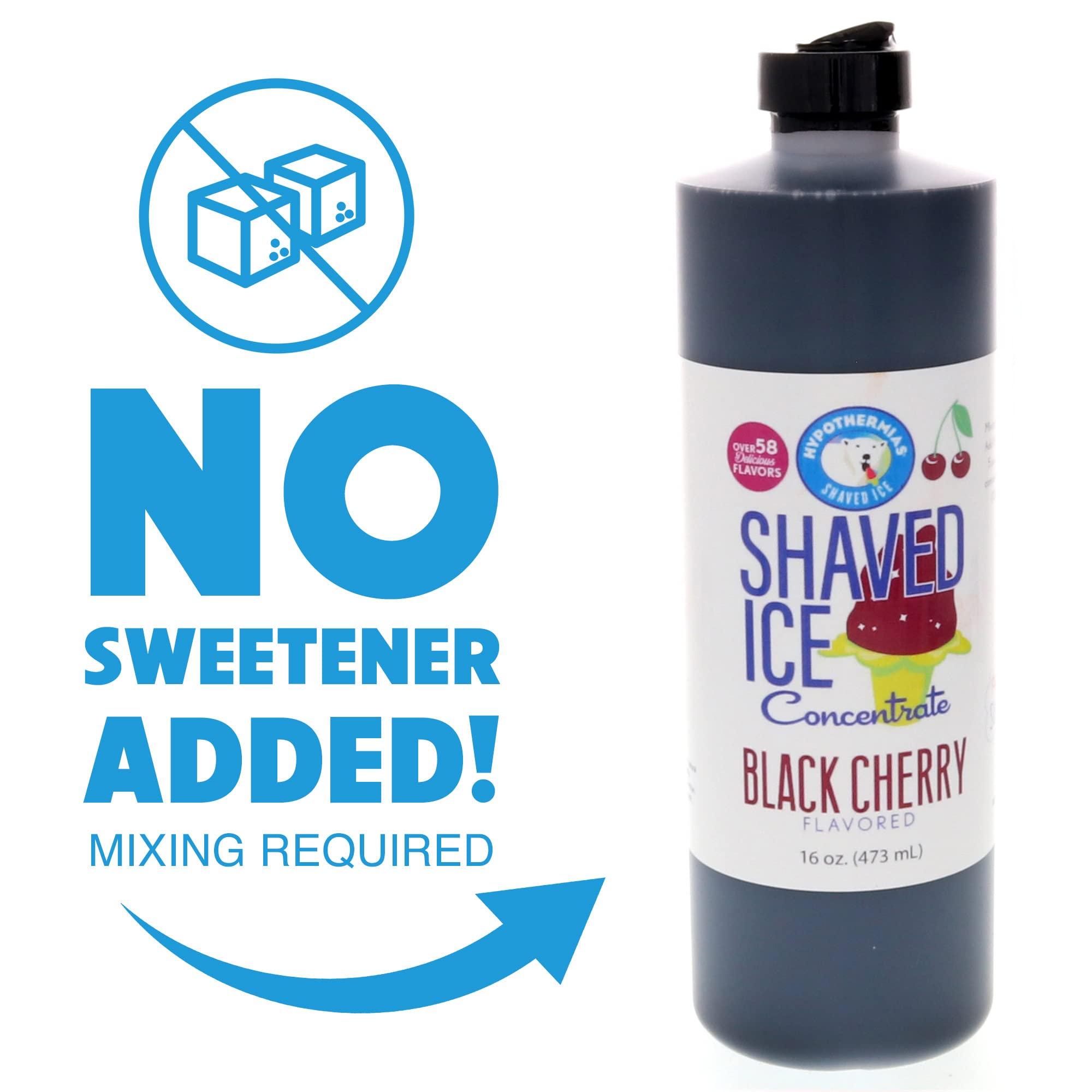 Hypothermias Hypothermias Black Cherry Hawaiian Snow Cone Unsweetened Flavor Concentrate, 16 Fl Oz Size (must add sugar and water)