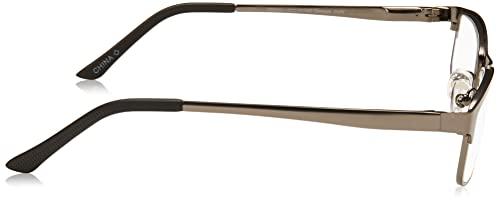 Foster Grant Foster Grant Men\'s Samson Rectangular Reading Glasses, Satin Dark Gunmetal/Transparent, 52 mm + 2.00