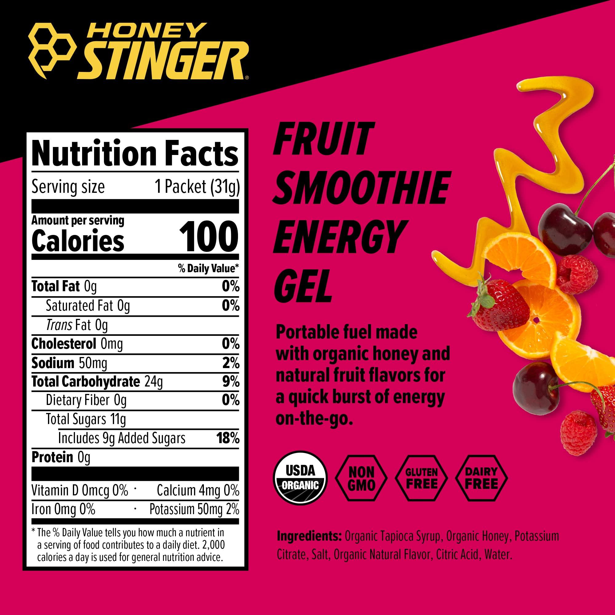 Honey Stinger Honey Stinger Organic Fruit Smoothie Energy Gel | Gluten Free & Caffeine Free | for Exercise, Running and Performance | Sports Nutrition for Home & Gym, Pre and Mid Workout | 12 Pack, 13.2 Ounce