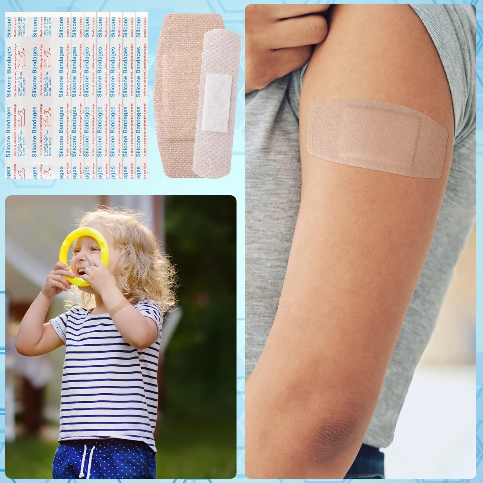 Funtery Funtery 100 Pcs Silicone Adhesive Bandages Bulk Sensitive Skin Bandages Painless Removal Silicone Bandages for Sensitive Fragile Skin Elderly Painless Removal Delicate Sensitive Skin