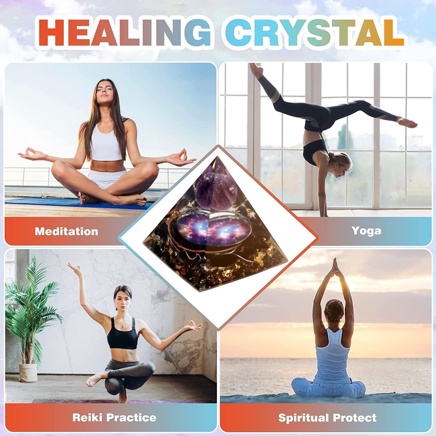 EternalOrgone EternalOrgone Orgone Pyramid Orgonite Healing Crystals Pyramid for Positive Energy with Obsidian Stones and Amethyst Crystal That Promotes Wealth, Prosperity and attracts Success (Black-2)