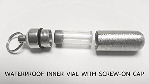 Pasco Specialty Products Unique Brushed Silver Motorcycle Pocket Pill Holder/Container/Stash with Engraved US Flag on Swivel Steel Keychain