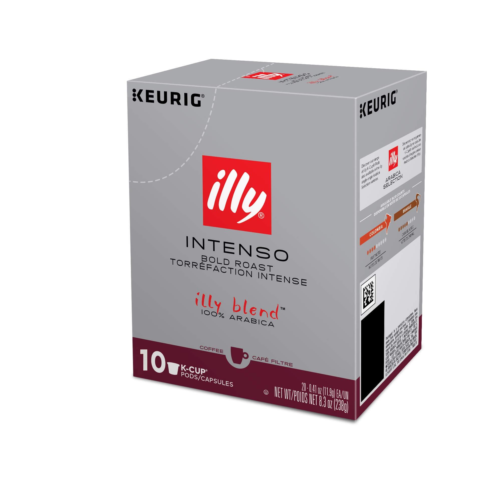 Illy Illy Coffee K Cups - Coffee Pods For Keurig Coffee Maker Intenso Dark Roast Notes of Cocoa & Dried Fruit - Bold, Flavorful & Full-Bodied Flavor of Pods Coffee - No Preservatives 10 Count, 6 Pack