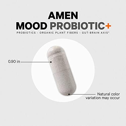 Amen Amen Mood Probiotic Supplement 51 Billion CFU - Organic Prebiotics and Probiotics - Acidophilus Probiotic Pills, Fibers - Mood Organic Ashwagandha, Blueberries - Vegan & Non-GMO - 60 Capsules