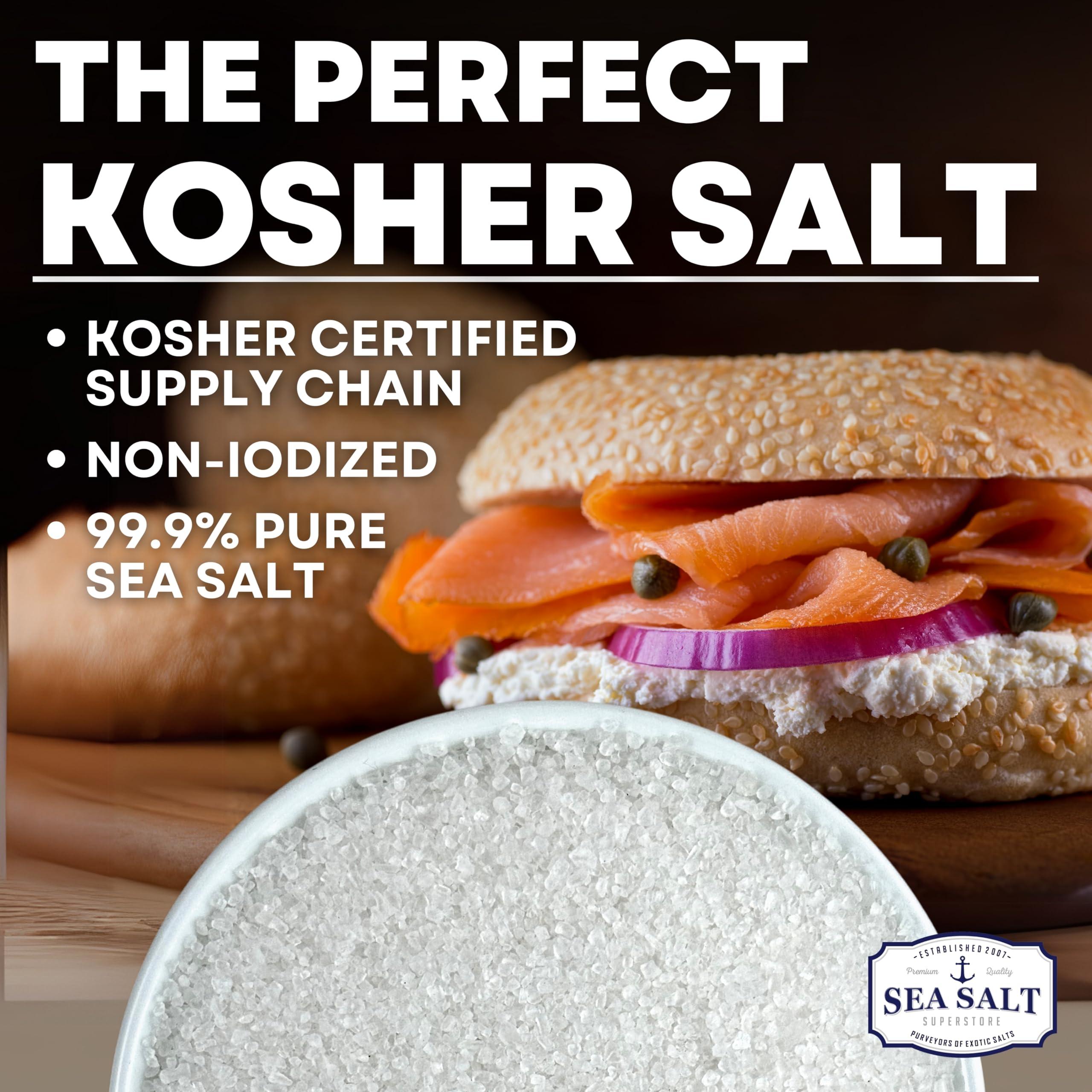 Sea Salt Superstore Kosher Sea Salt, Coarse Grain Kosher Salt, Coarse Salt Replacement for Table Salt, Non-Iodized & Natural Coarse Sea Salt for Grinder, 14 oz Bag, Sea Salt Superstore