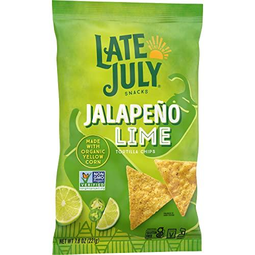 Late July Late July Snacks, Jalapeño Lime Tortilla Chips, 7.8-oz. Bag (Pack of 12)