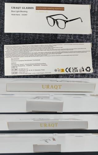 URAQT URAQT 2Pcs Blue Light Glasses for Women Men, Blue Light Blocking Glasses Lightweight Computer Glasses Anti Eyestrain & UV Glare Gaming Vintage Fake Eyeglasses Readers Clear Lens Reading Glasses