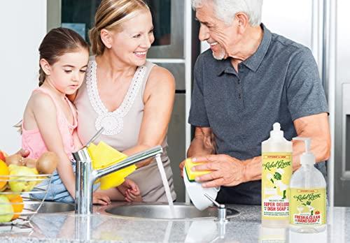 Rebel Green Rebel Green Super Deluxe Dish Soap - Natural Dishwashing Soap - Liquid Dish Detergent - Sustainable Dish Liquid Scented with Chai Tea - (16 oz Bottles, 4 Pack)
