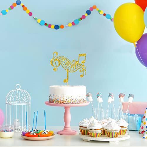 Birthday Queen Golden Glitter Music Cake Toppers, Music Cake Decoration for Girls, Music Symbol Notes Decorations, Happy Music Notes Cake Topper, Wedding / Baby Shower / Musical Theme Party Supplies