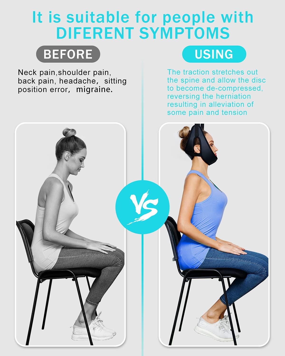 comness comness Cervical Neck Traction Device Over Door for Home Use, Portable Neck Stretcher Hammock for Neck Pain Relief, Physical Therapy AIDS for Neck Decompressor.