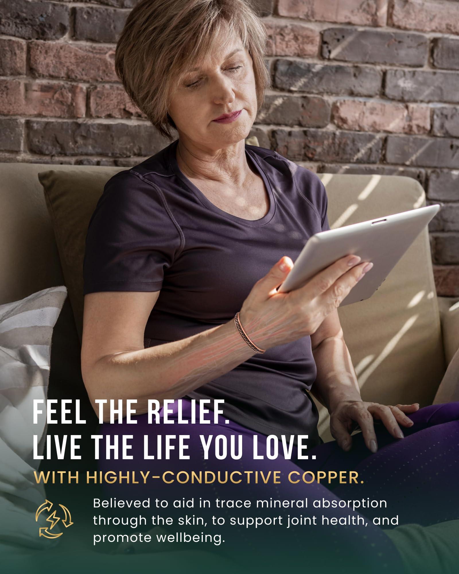 MagnetRX MagnetRX Copper Magnetic Bracelets Effective Pure Copper Bracelet for Men and Women Copper Cuff Adjustable Magnetic Bracelet Bangles (Woven Inlay)