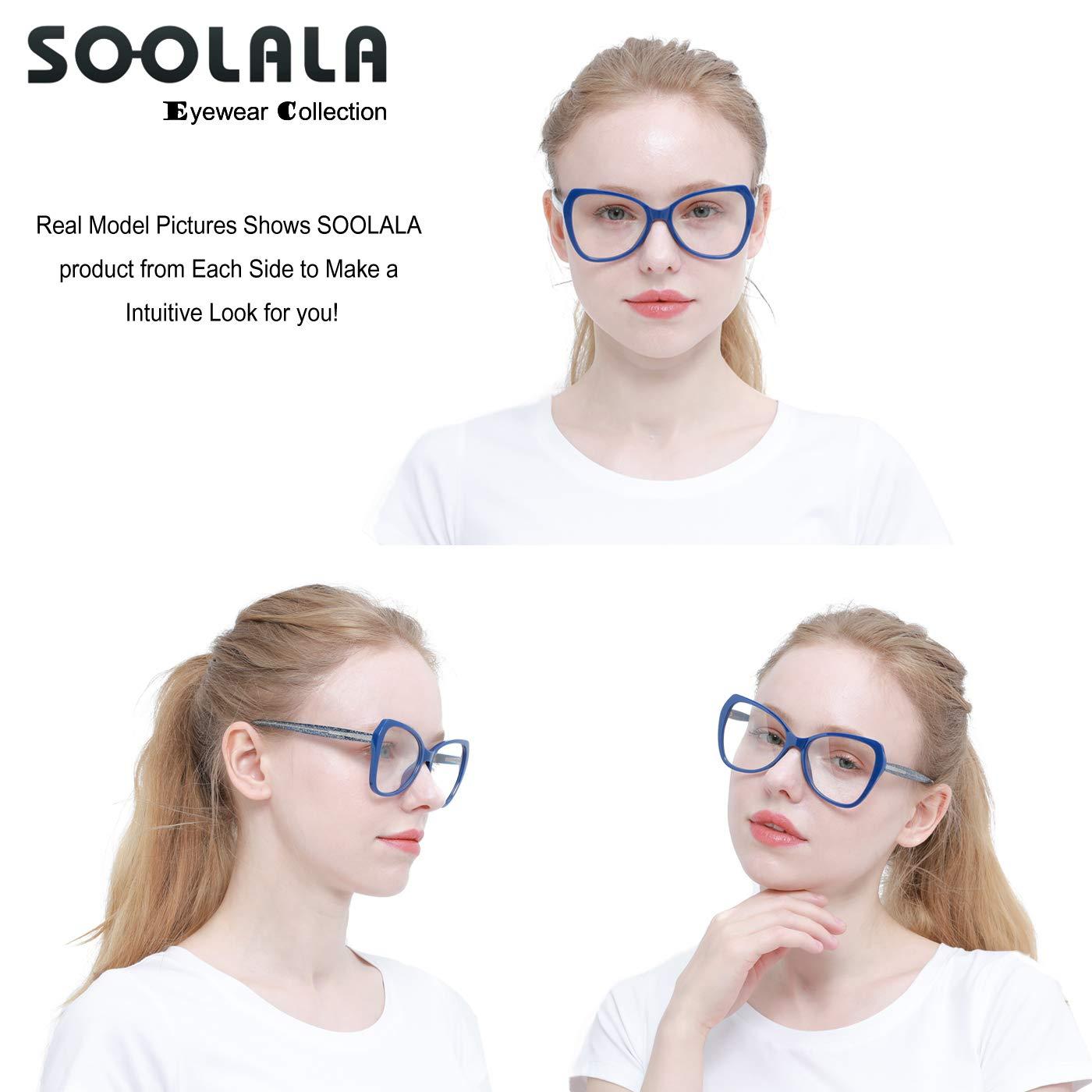 SOOLALA SOOLALA Womens Oversized Reading Glasses TR90 Frame Butterfly Computer Readers, Blue, +1.0x