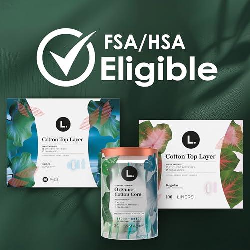 L. L. Pure Cotton Topsheet Pads for Women, Extra Long Overnight Pads, Maxi Pads with Wings, Unscented Menstrual Pads, 28 Count x 2 Packs (56 Count Total) (Packaging May Vary)